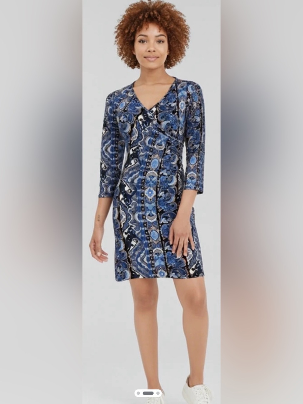 M. Fasis Blue Patterned Women's Dress
